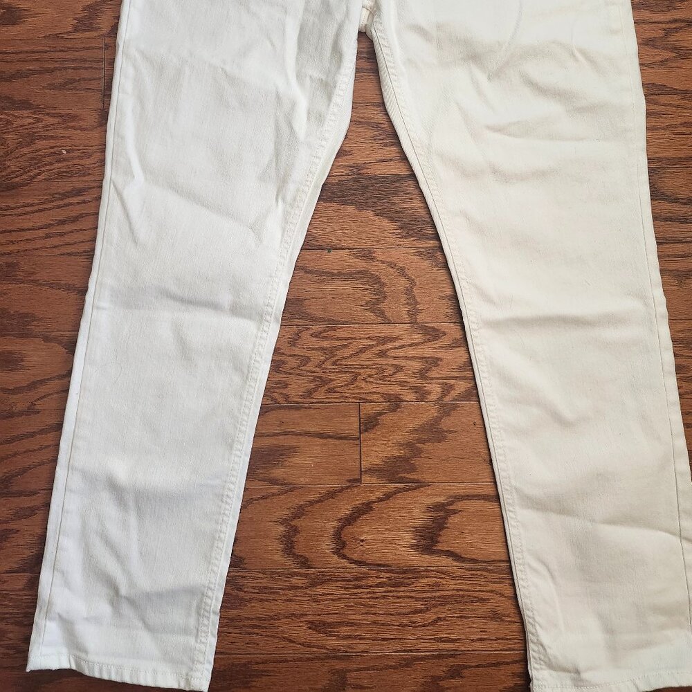 Old Navy Size 14 Tall Boyfriend Straight DROIT Cotton Blend Jeans White NWT - Picture 2 of 14